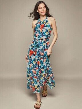 Studio 1886 Multicolor Floral Tie-Waist Sleeveless Maxi Dress